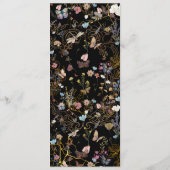 Boho Floral Black Butterfly Garden Menükarte (Rückseite)