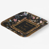 Boho Floral Black Butterfly Garden Wedding Pappteller (Gewinkelt)