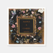 Boho Floral Black Butterfly Garden Wedding Serviette (Vorderseite)