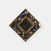 Boho Floral Black Butterfly Garden Wedding Serviette (Ecke)