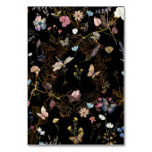 Boho Floral Black Butterfly Garden Wedding Tischnummer (Rückseite)