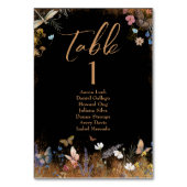 Boho Floral Black Butterfly Garden Wedding Tischnummer (Vorderseite)