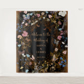 Boho Floral Black Butterfly Garden Wedding Wandteppich (Vorderseite)