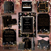 Boho Floral Black Butterfly Garden Wedding Wandteppich