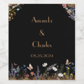 Boho Floral Black Butterfly Garden Weinetikett (Einzelnes Label)