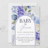 Boho Floral Blue Baby in Bloom Boy Baby Dusche Einladung (Vorderseite)
