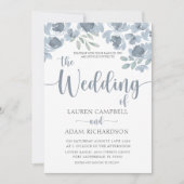 Boho Floral Blue Eucalyptus Wedding Einladung (Vorderseite)