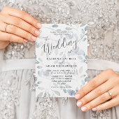 Boho Floral Blue Eucalyptus Wedding Einladung