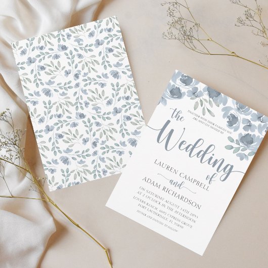 Boho Floral Blue Eucalyptus Wedding Einladung