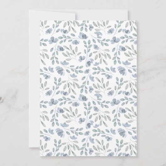 Boho Floral Blue Eucalyptus Wedding Einladung (Rückseite)