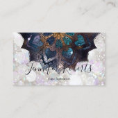 Boho Floral Blue Gold Mandala Chic Glitzer Visitenkarte (Vorderseite)