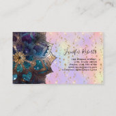 Boho Floral Blue Gold Mandala Chic Pastel Glitzer Visitenkarte (Rückseite)