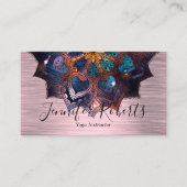 Boho Floral Blue Gold Mandala Chic Yoga Instructor Visitenkarte (Vorderseite)