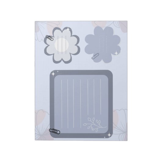 Boho Floral Blue Gray Creative Paper Notizblock (Rotiert)