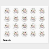 Boho Floral Blume Box Address Label Runder Aufkleber (Blatt)