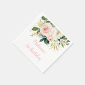 Boho Floral Blush Gold Geburtstag Serviette (Ecke)