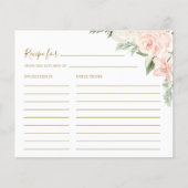 Boho Floral Blush Pink Brautparty Rezept Karte (Vorderseite)