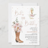 Boho Floral Boot and Brunch Brautparty Einladung (Vorderseite)