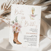 Boho Floral Boot and Brunch Brautparty Einladung