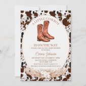 Boho Floral Boots Cowboy Cowhide Babydusche Einladung (Vorderseite)