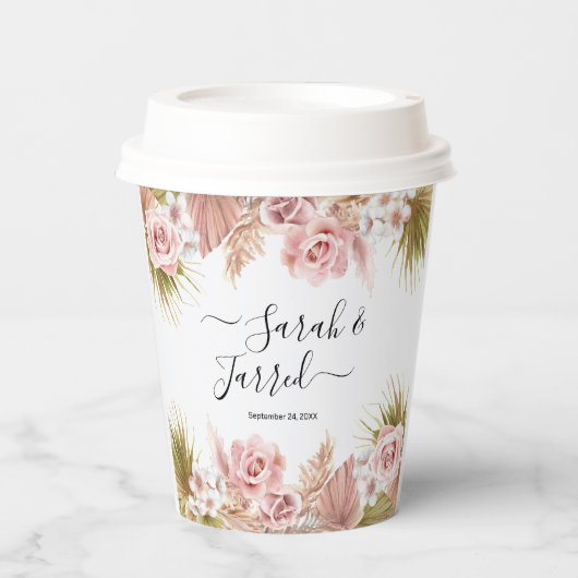 Boho Floral Border Pappbecher (Vorderseite)