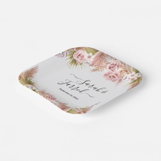 Boho Floral Border Pappteller (Gewinkelt)