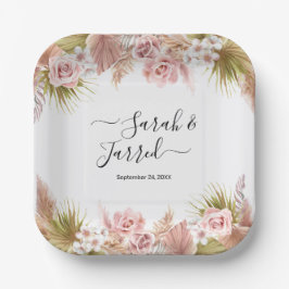 Boho Floral Border Pappteller