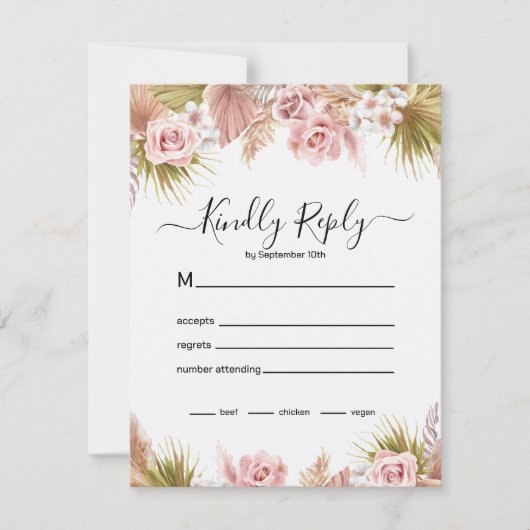 Boho Floral Border RSVP Karte (Vorderseite)