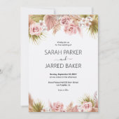 Boho Floral Border Wedding Einladung (Vorderseite)