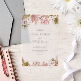 Boho Floral Border Wedding Pergament Einladungen