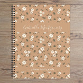 Boho Floral Botanical Pattern Girl Brown Name Text Notizblock