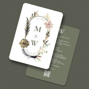 Boho Floral Botanical Wedding Sage Green Elegant Einladung