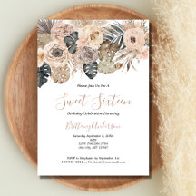 Boho Floral Botanisches Sweet Sixteen 16 Geburtsta