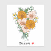 Boho Floral Bouquet Custom-Cut Vinyl Sticker (Blatt)