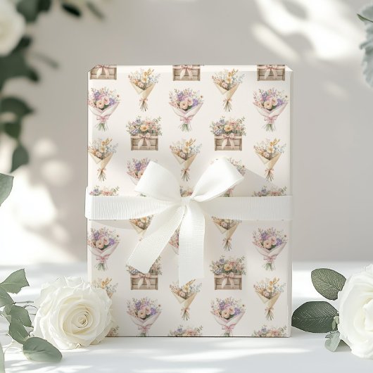 Boho Floral Bouquet Geschenkpapier