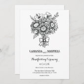 Boho Floral Bouquet mit Ribbon Handfasting Einladung (Vorne/Hinten)