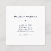 Boho Floral Bouquet - Navy Blue - Monogram Quadratische Visitenkarte (Rückseite)