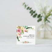 Boho Floral Bouquet Square Business Card Quadratische Visitenkarte (Stehend Vorderseite)
