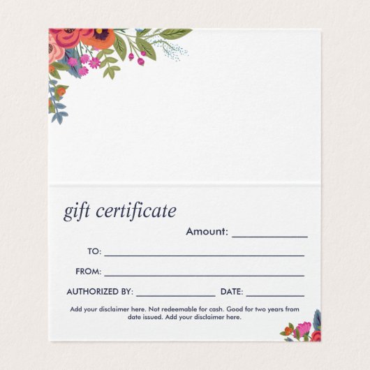 Boho Floral Bouquets - Geschenkgutschein (Innenseite Aufgefaltet)