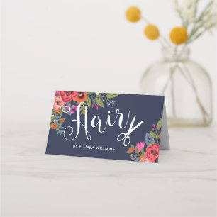 Boho Floral Bouquets Hair Stylist Beauftragungskar Terminkarte