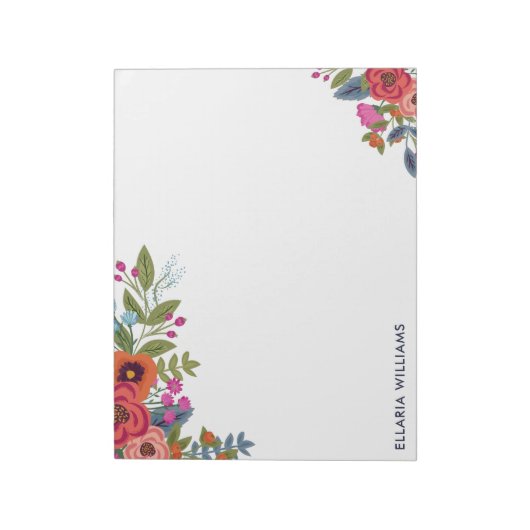 Boho Floral Bouquets - Name Notizblock (Rotiert)
