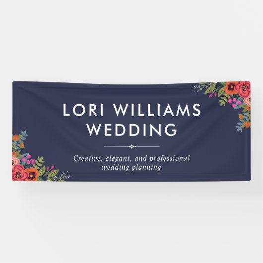 Boho Floral Bouquets - Navy Blue - Firmenname Banner (Horizontal)