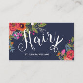 Boho Floral Bouquets - Navy Blue Hair Stylist Visitenkarte (Vorderseite)