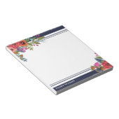Boho Floral Bouquets - Navy Blue & White - Name Notizblock (angewinkelt)