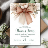 Boho Floral Bow Wedding Einladung