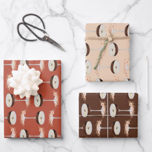 Boho Floral Brauner Terrakotta-Tan Espresso Martin Geschenkpapier Set