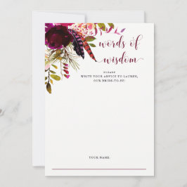 Boho Floral | Brautparty Advisor Card Hinweiskarte