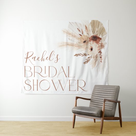 Boho Floral Brautparty Backdrop Tapestation Wandteppich (Beispiel (Horizontal))