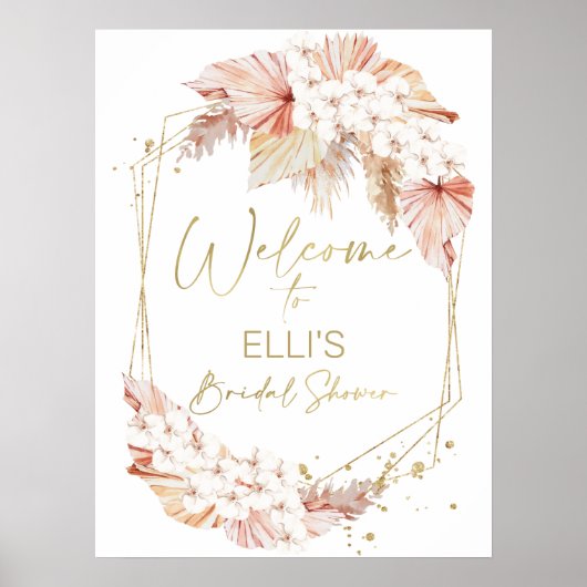 Boho Floral Brautparty Begrüßungszeichen Poster (Vorne)