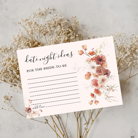 Boho Floral Brautparty Date Night Ideas Card